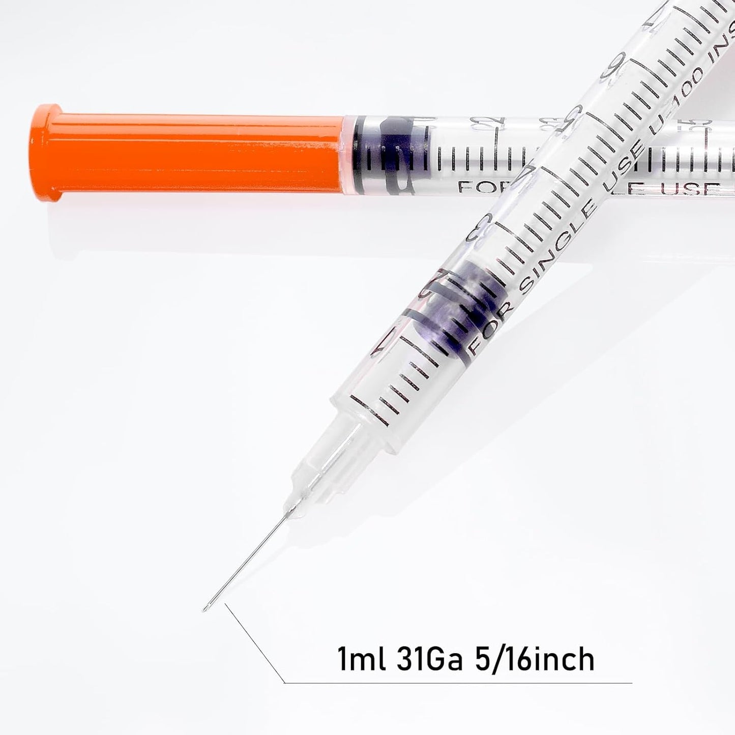 U-100 Syringes - 1cc 31g 5/16" (8mm) - Individually Wrapped, Pack of 20