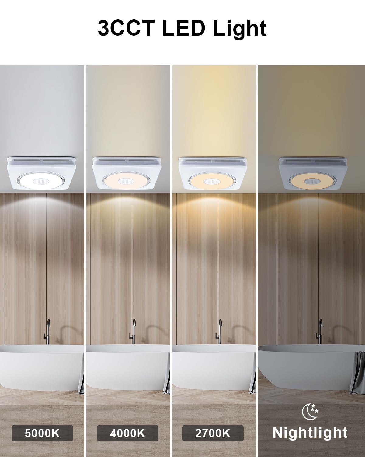 GROWNEER Bathroom Exhaust Fan with Bluetooth Speaker and Heater, Quiet Exhaust Ventilation Fan with Light & Remote 110/160 CFM 1.0 Sone, 9 RGB Modes, 1500lm 3-CCT & Nightlight