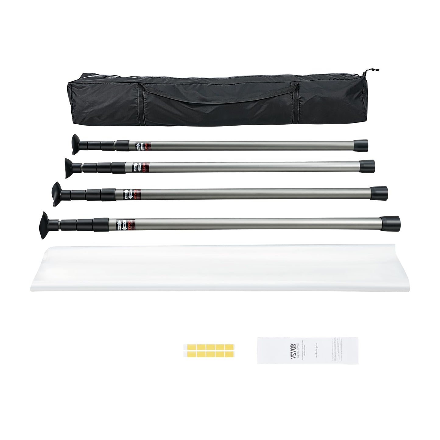 VEVOR Dust Barrier Poles, 10 Ft Telescoping System with 4 Poles, Carry Bag, and 32.8x13.12 Ft Plastic Film for Interior Decoration and Painting