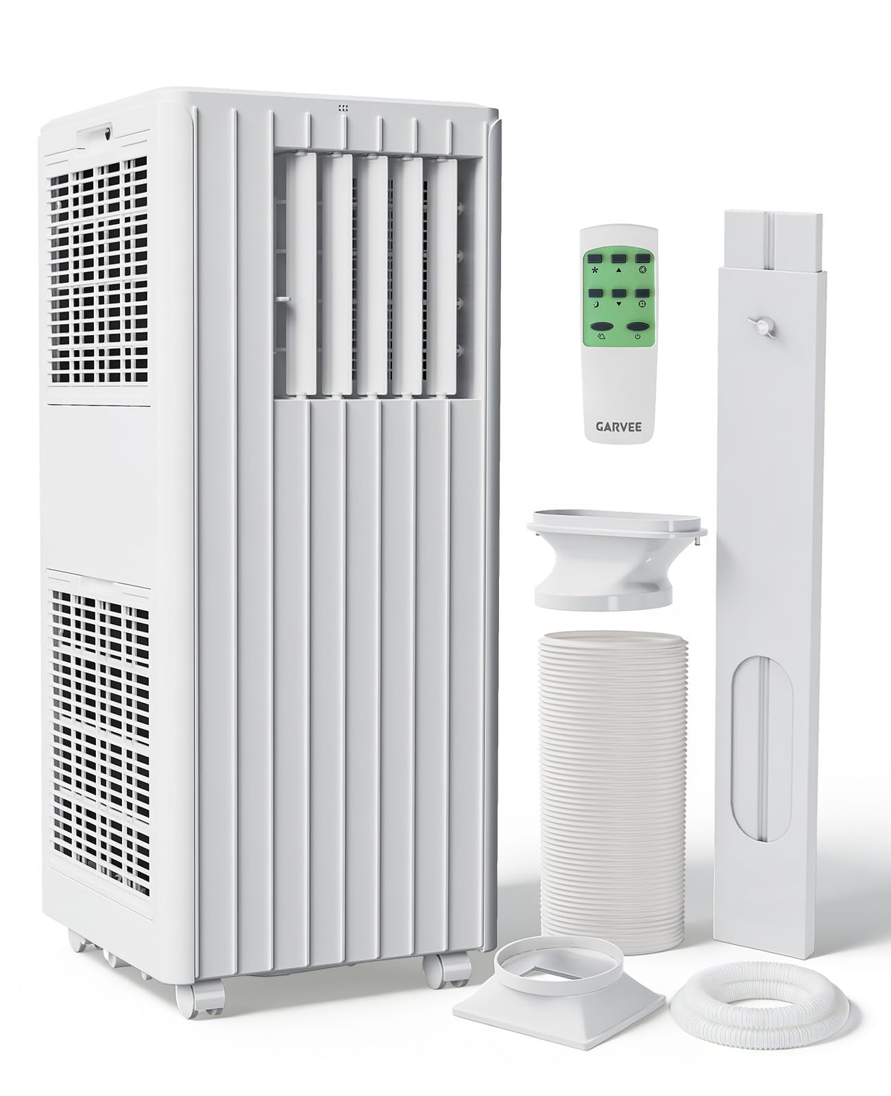 8000 BTU Portable Air Conditioner, 3-in-1 Cooling, Dehumidifying & Fan for Rooms Up to 350 Sq. Ft, Quiet Sleep Mode, Energy-Saving 24-Hr Timer, AC Unit with Remote & Full Window Kit, White