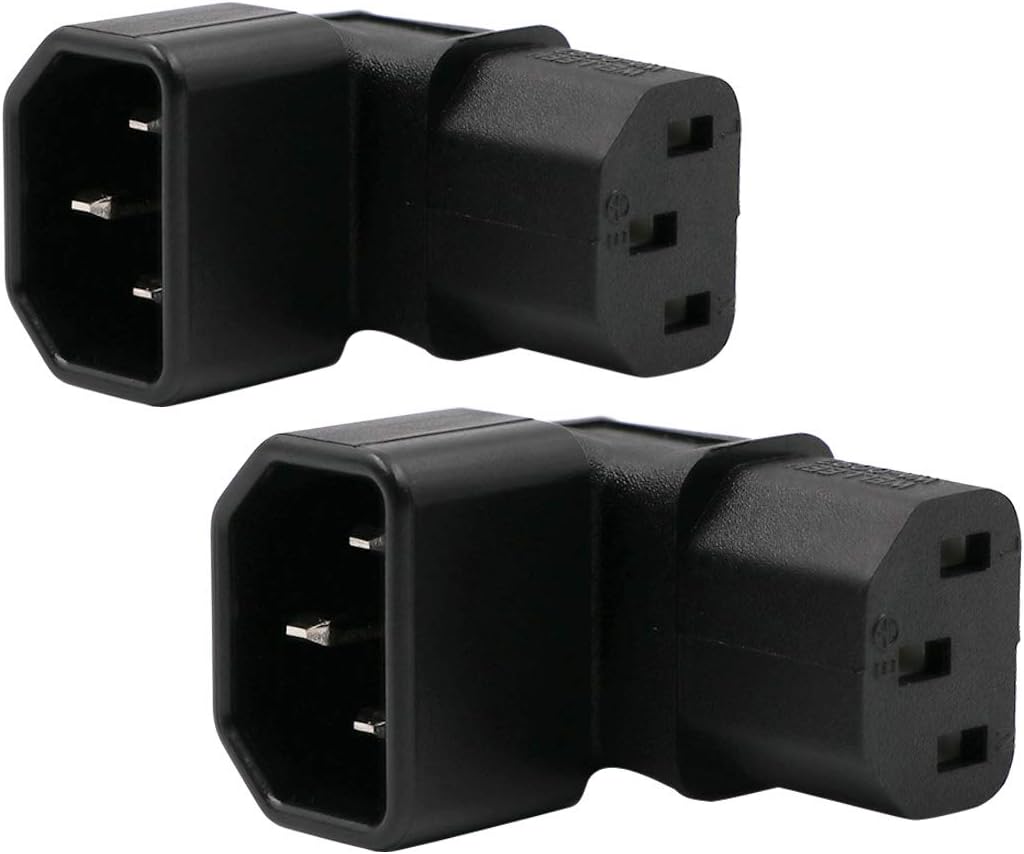 WYMECT C14 C13 90 2 Pack IEC to Power Adapter PDU Plug/Socket Up Degree for LCD Wall Mount TV