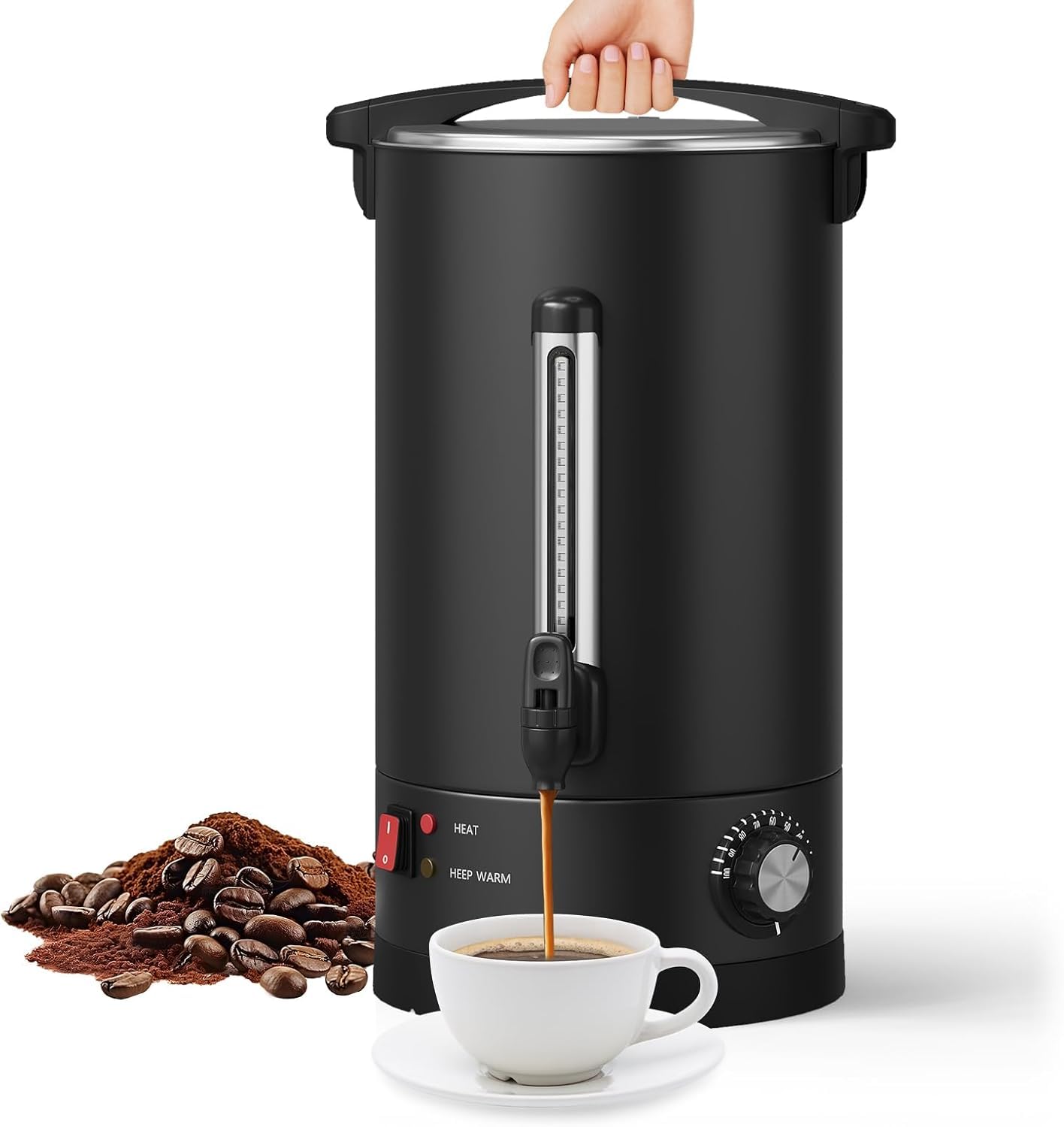 PeacefulHues 120 Cup Commercial Coffee Urn - 18L/4.8Gal Stainless Steel Electric Coffee Maker With Double Wall Insulation, Hot Beverage & Water Dispenser for Weddings, Parties, Catering, Buffets