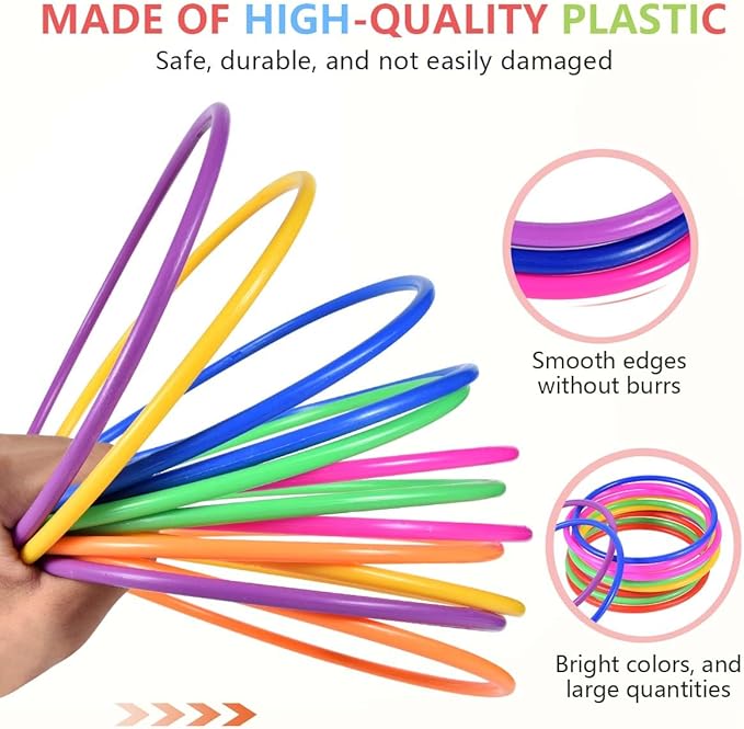 OBTANIM 12 Pcs Plastic 7 Inch Ring Toss Game for Kids and Outdoor Toss Rings for Speed and Agility Practice Game, Random Colors