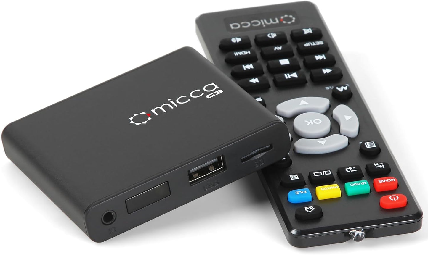 Micca G3 2K H.265/HEVC H.264/AVC MP4 MP3 4K Quad-HD Digital Media Player for USB Drives and MicroSD Cards, Digital