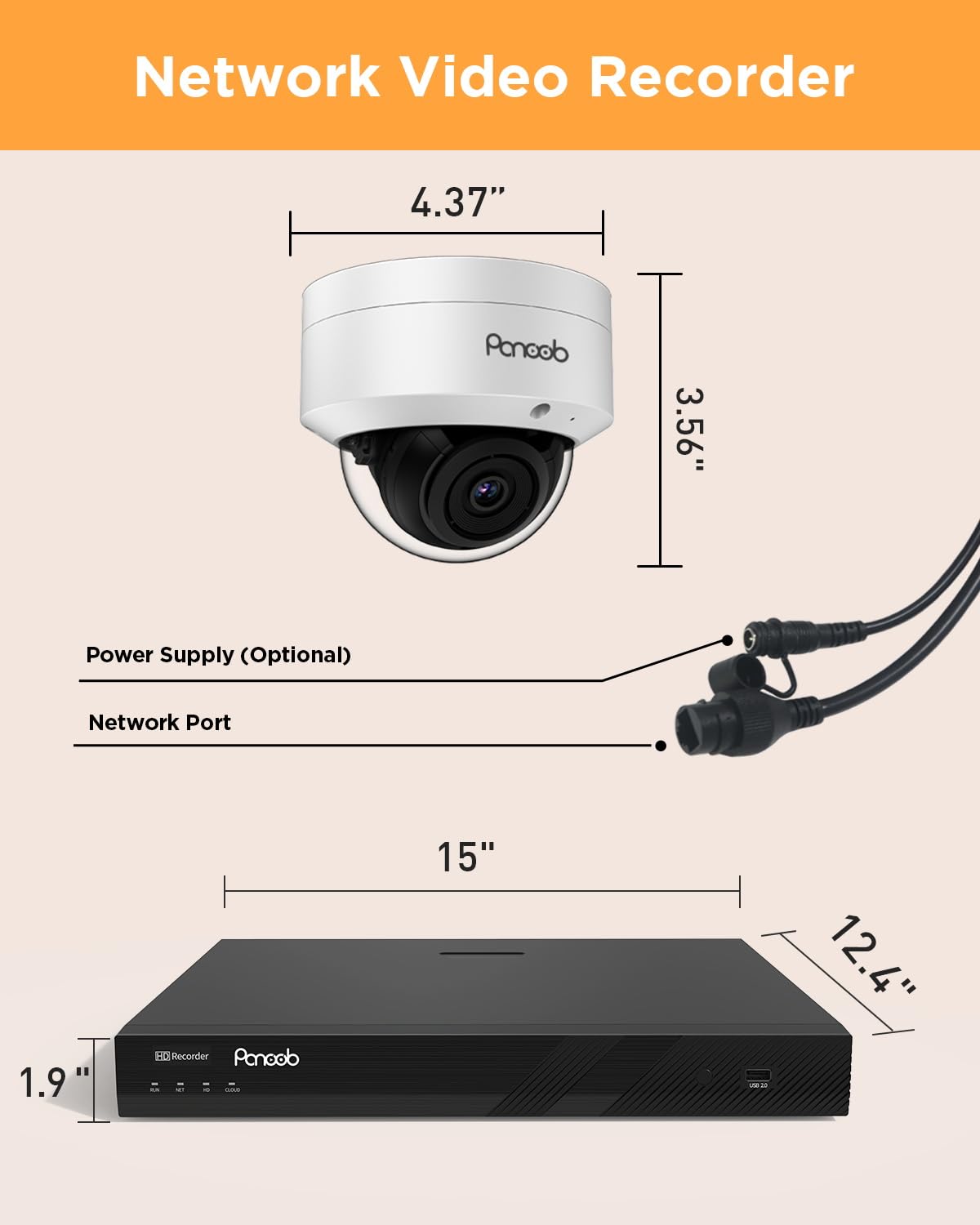 PANOOB 32 Channel Security Camera System, 20x 5MP Wired IK10 Vandal-Proof Dome IP PoE Cameras Outdoor with AI Human Detection, Built-in Microphone, Remote Access, 4K 32CH NVR 8TB HDD, PD54A2032-5M