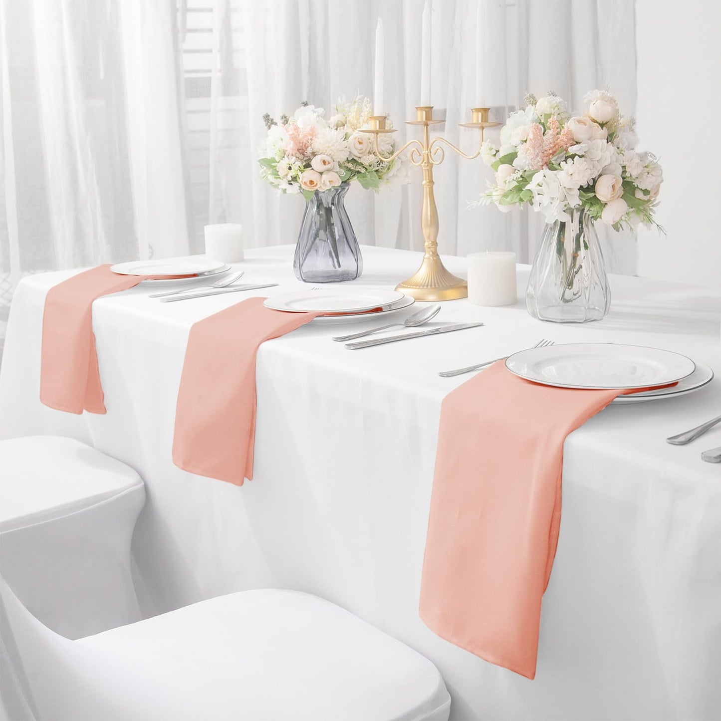Bailarina Cloth Napkins Set of 40,17x17 inches Dinner Napkins Cloth Washable,Polyester Square Table Cloth Napkin Bulk with Hemmed Edges Ideal for Banquets, Parties and Weddings-Dusty Pink