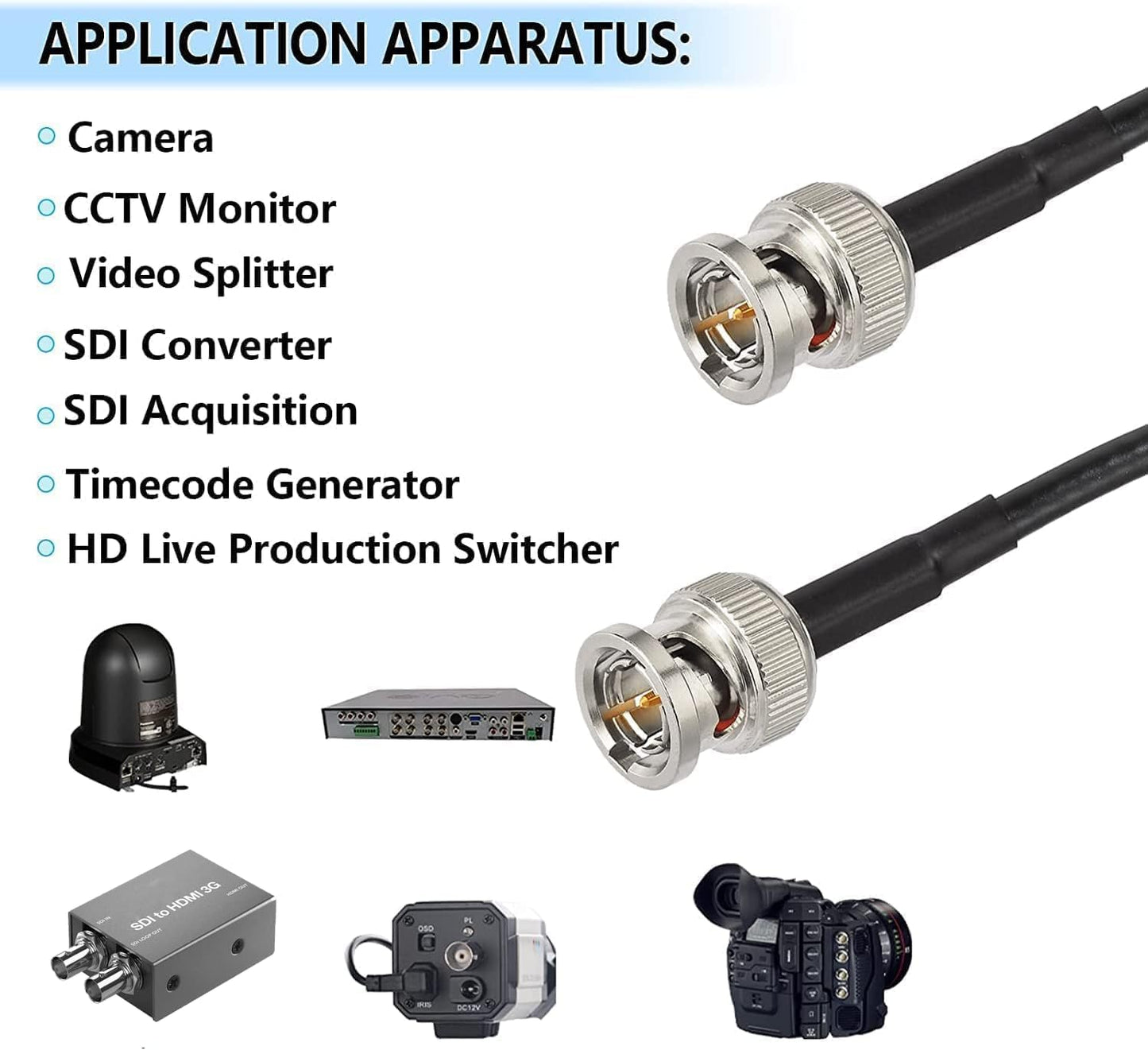 3G 6ft 75 L-4.5CHD 4K 1080P 3G-SDI Superbat HD-SDI SDI BNC Cable BNC Video Cable Ohm Canare for HD-SDI Camera Monitor