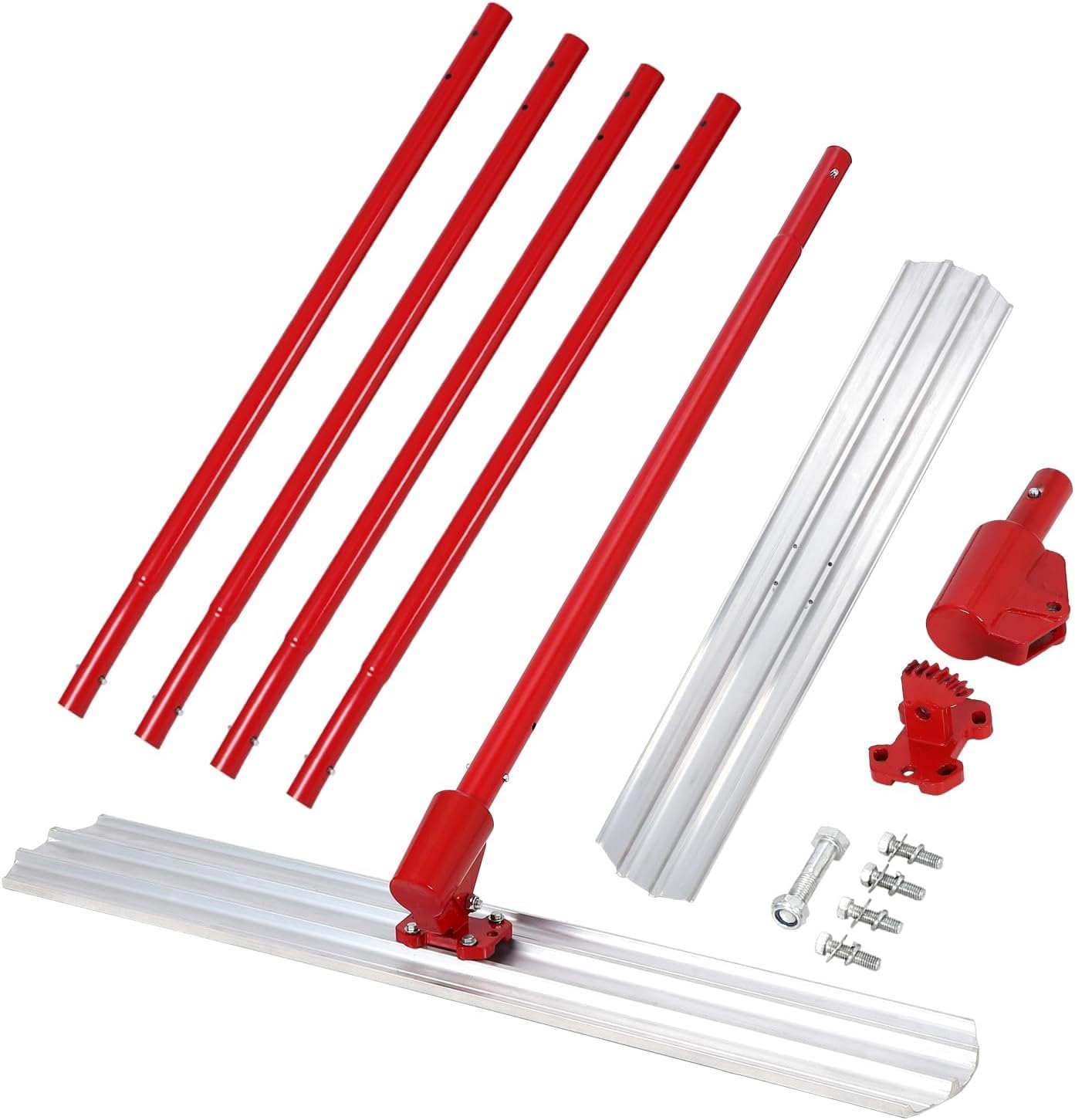 Bull Float Concrete 48x8" Bull Float Tool Kit, Concrete Float Tool, Magnesium Concrete Float, with 4 Handles and Bull Float Bracket for Concrete Finishing, Aluminum Alloy (No Box)
