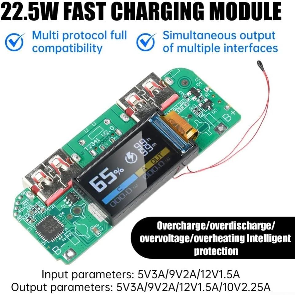 UrbanHui 22 5W USB Power Bank Module Fast Charging Stepdown Converter With Integrated Protection Circuits, Multiple