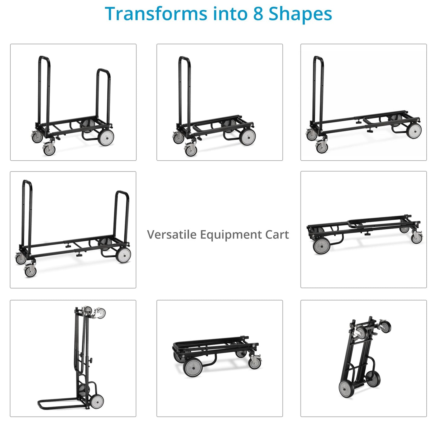 PROAIM Vanguard Nano 8-in-1 Adjustable Foldable Cart with Wheels. Equipment Platform Truck, Hand Trolley, Luggage Utility, Roller Moving Cart. Extends 24.4" to 39". 150kg/330lb Payload (CT-VNGD-UCN)