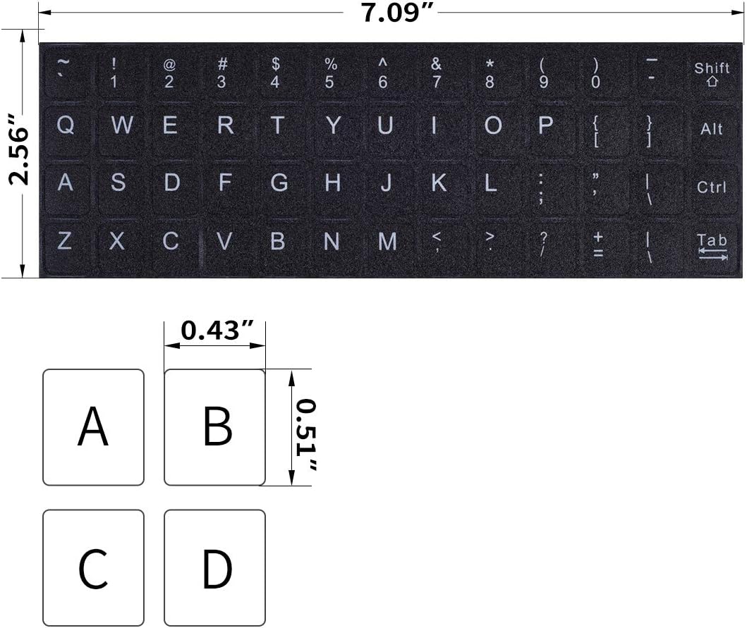 CaseBuy 2 Pack English Keyboard Stickers, Replacement Keyboard Letters Sticker with White Font on Black Background