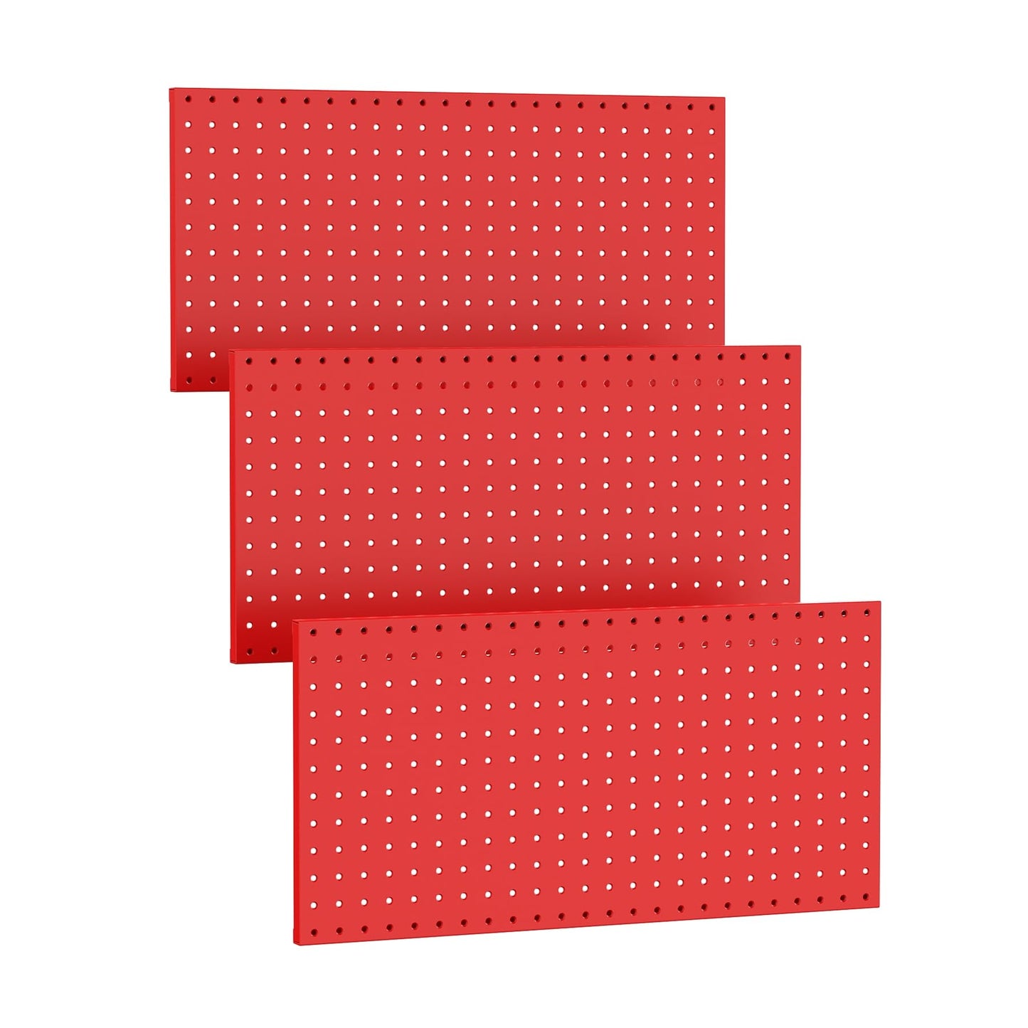 TORACK 3 PCS Metal Pegboard Panels(12x24 inch) for Wall Garage Tools Storage Pegboard System for Workbench, Modular Peg Board Tool Organizer Board Kit(Pack of 3, Red)