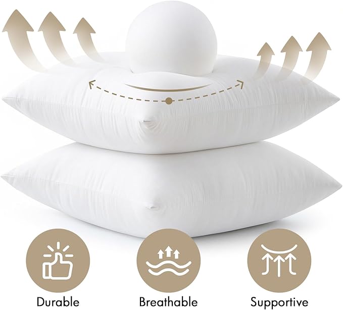 MIULEE Pillows Inserts, Pack of 4 18x18 Inch 100% Virgin Microfiber Filling Throw Pillows for Bed Couch Sofa