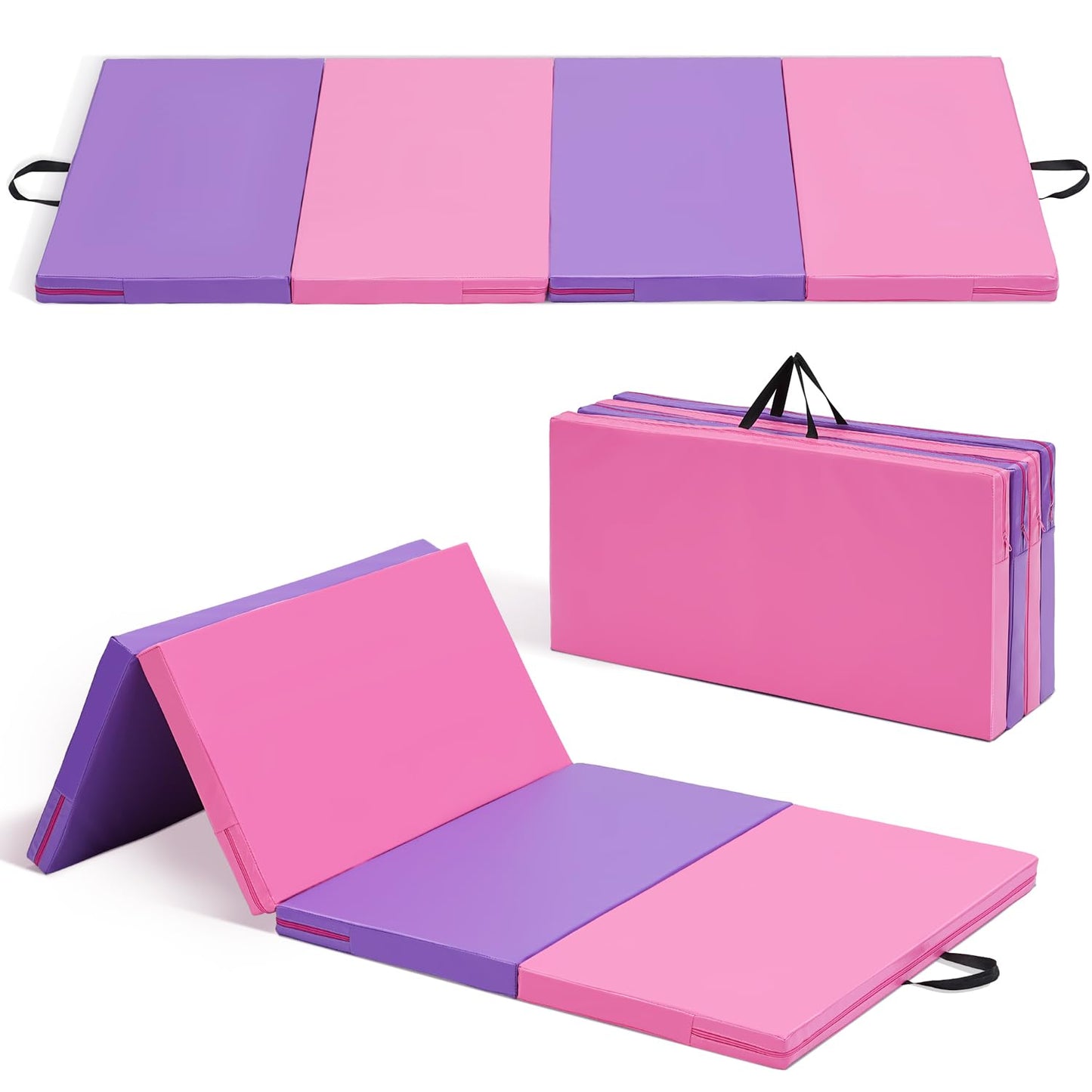 ZENOVA Gymnastics Mat 3'x6'x2' Exercise Mat Gym Mat for Home Aerobics Workout Foldable Tumbling Mat Children Gifts
