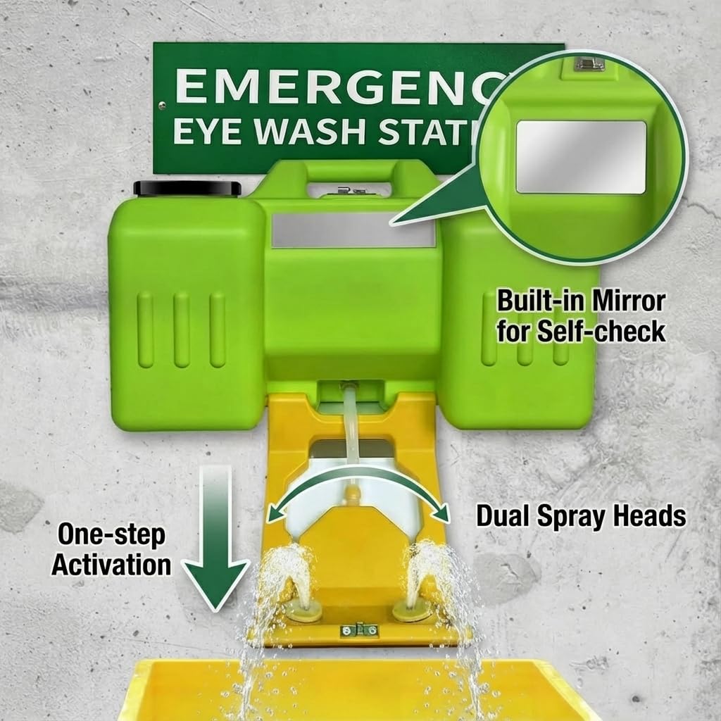 GOL-SIV 9Gallon Portable Eyewash Station Units - OSHA Approved Emergency Eye Wash Stations Wall Mounted,First Aid,Lasting for 15 Minutes