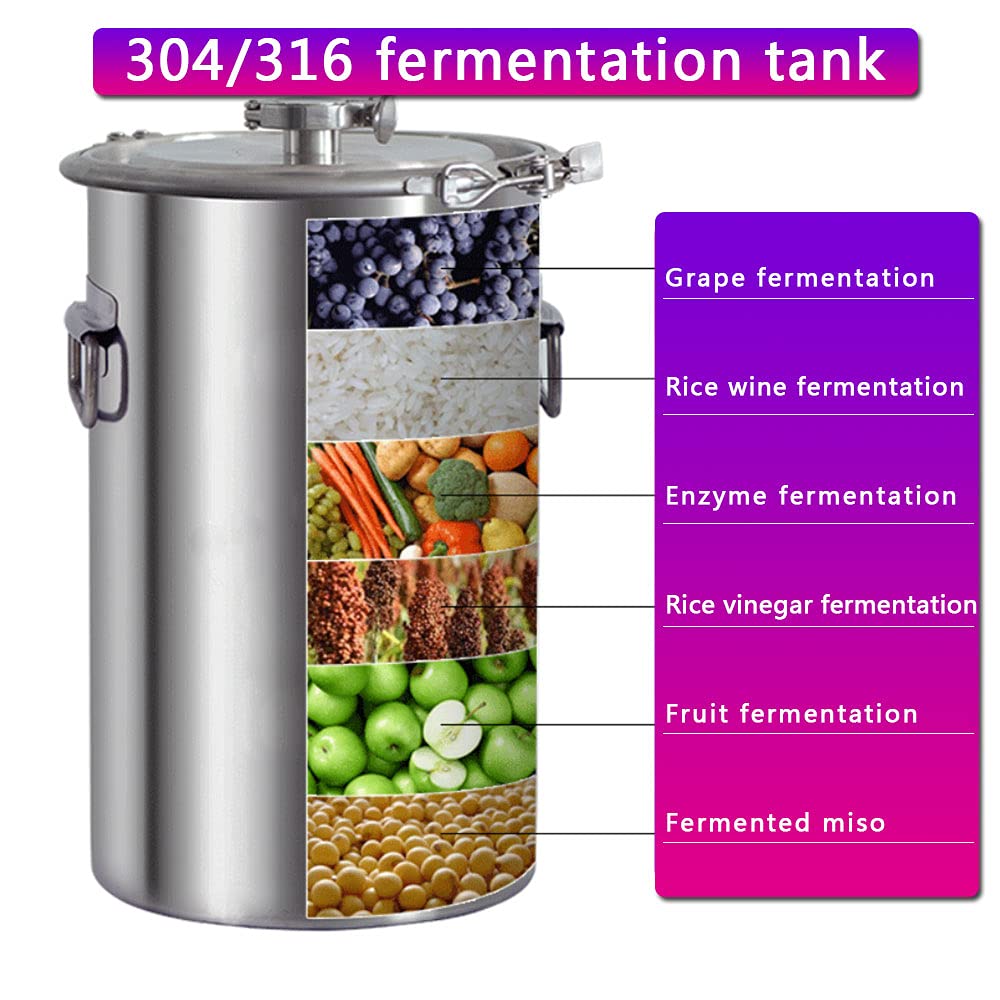 60L 304/316 New stainless steel fermentation barrel wine barrel fermenter self-brewed wine sealed barrel wine making equipment (316 without tap)