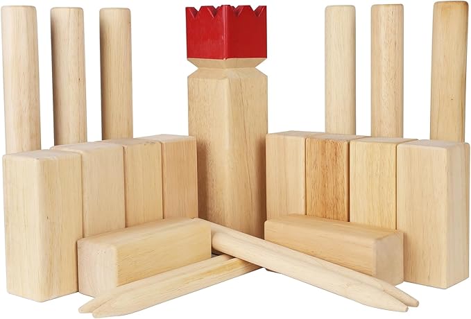 Juegoal Kubb Backyard Game Set, Wooden Block Tossing Game Set with Carrying Bag, Outdoor Games for Yard Garden Lawn Kids Teenagers Adults Family