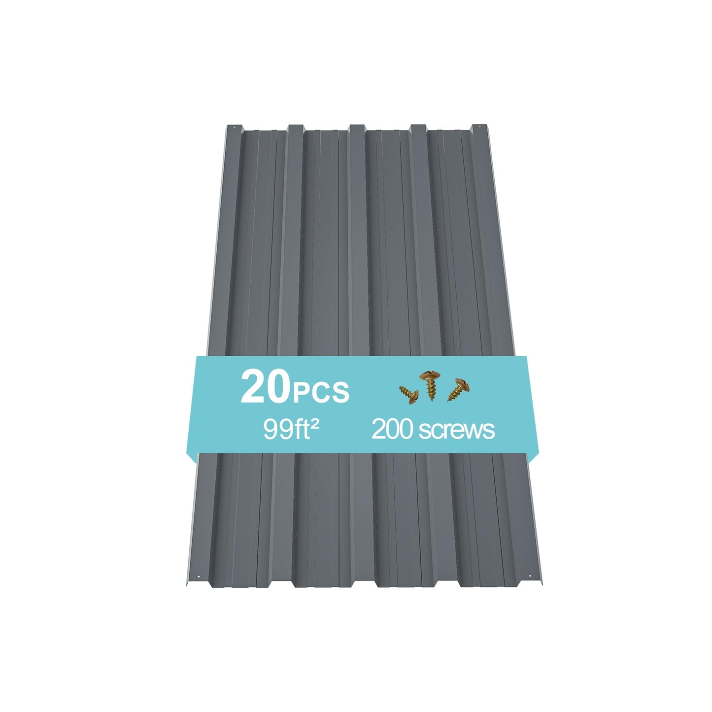 Jaxilyn Metal Roof Panels 20 pcs 99 ft² Gray Galvanized Steel Panels Metal Corrugated Tin Roofing Panels Gazebo Top Cover Heavy Duty Gray Roof Suitable for Garages,Sheds, Stables and Mobile Homes