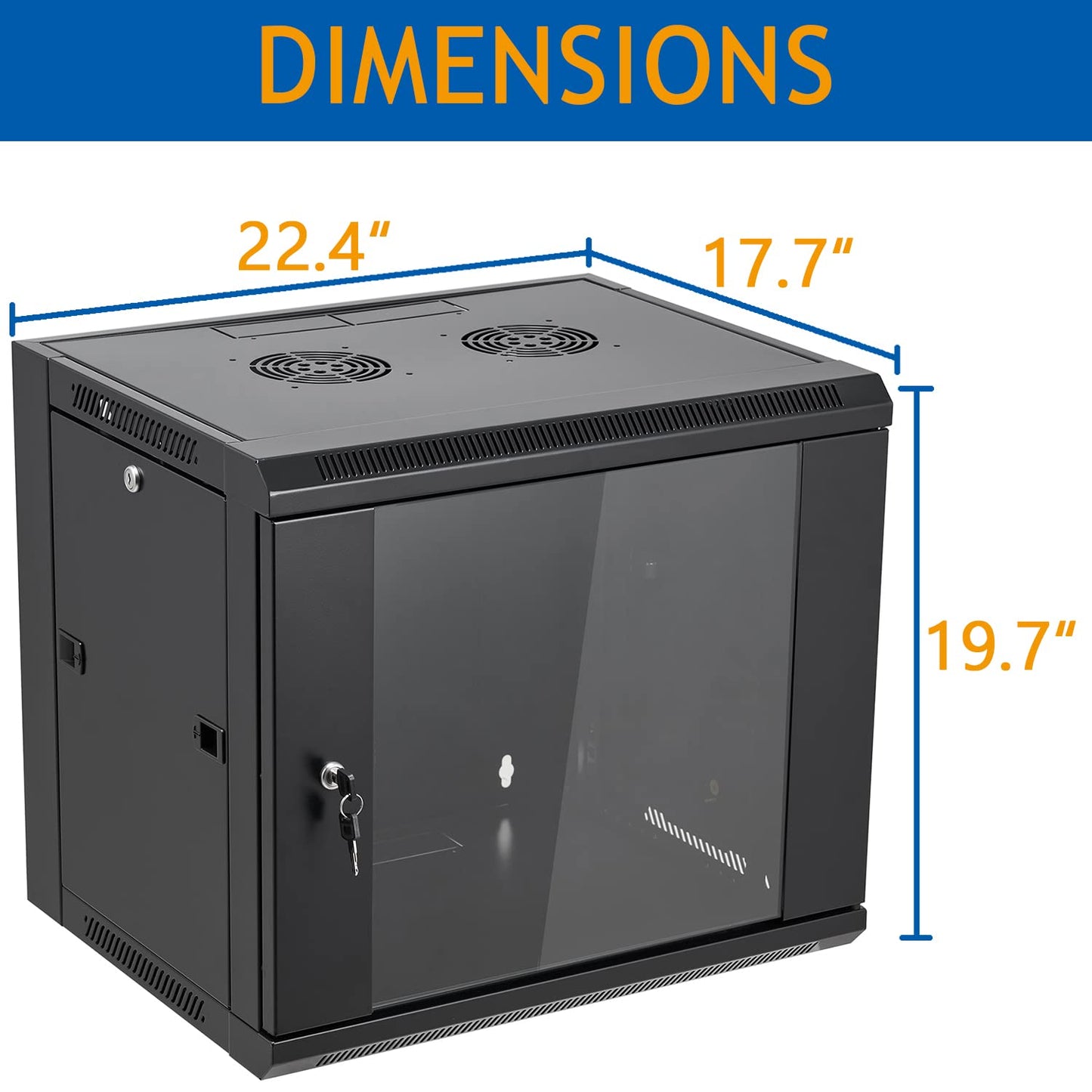 Tedgetal 9U Wall Mount Server Cabinet Network Rack Enclosure Locking Glass Door