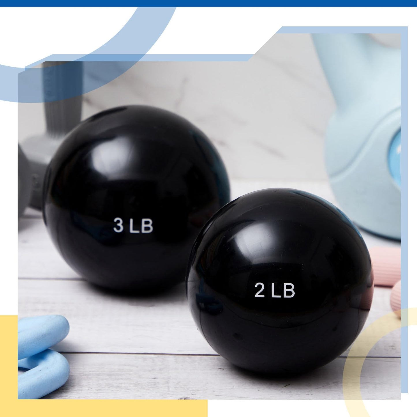 Halloscume 4 Pcs 1 lb 2lb 3lb 4lb 5lb Weighted Toning Balls for Exercise, Innovations Soft Medicine Balls for Exercise, Pilates, Yoga, Balance, Flexibility (Black,2 Lbs & 3 Lbs)