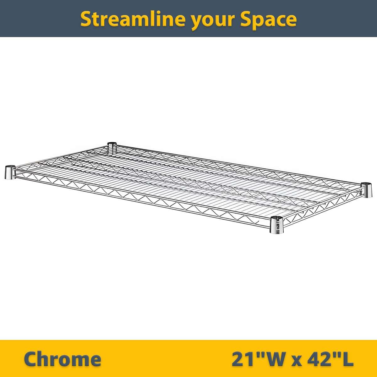Zedfire 2-Pack 21" x 42" Chrome Additional Wire Shelf for Shelving Units, Replacement Shelves for Wire Rack
