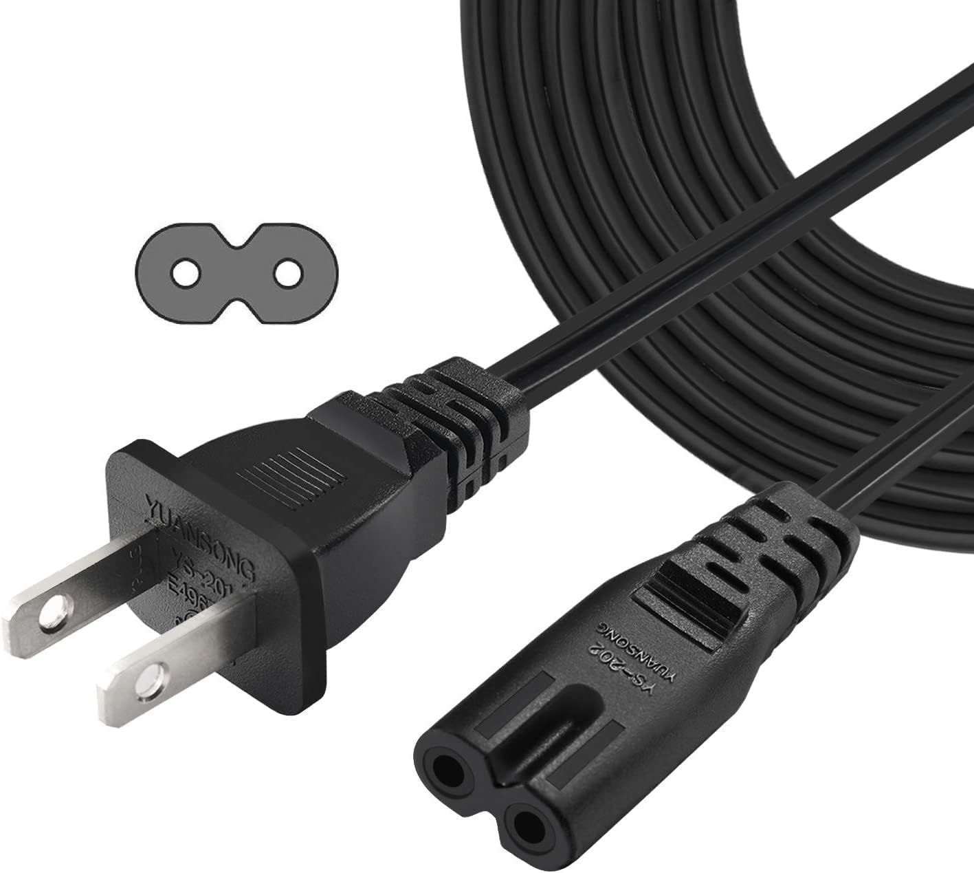 C&E 6 8 1-15P C7) 2 18AWG (5 Pack) Feet Figure Non-Polarized (NEMA to Prong Power Cord, Compatible with Printers, Smart