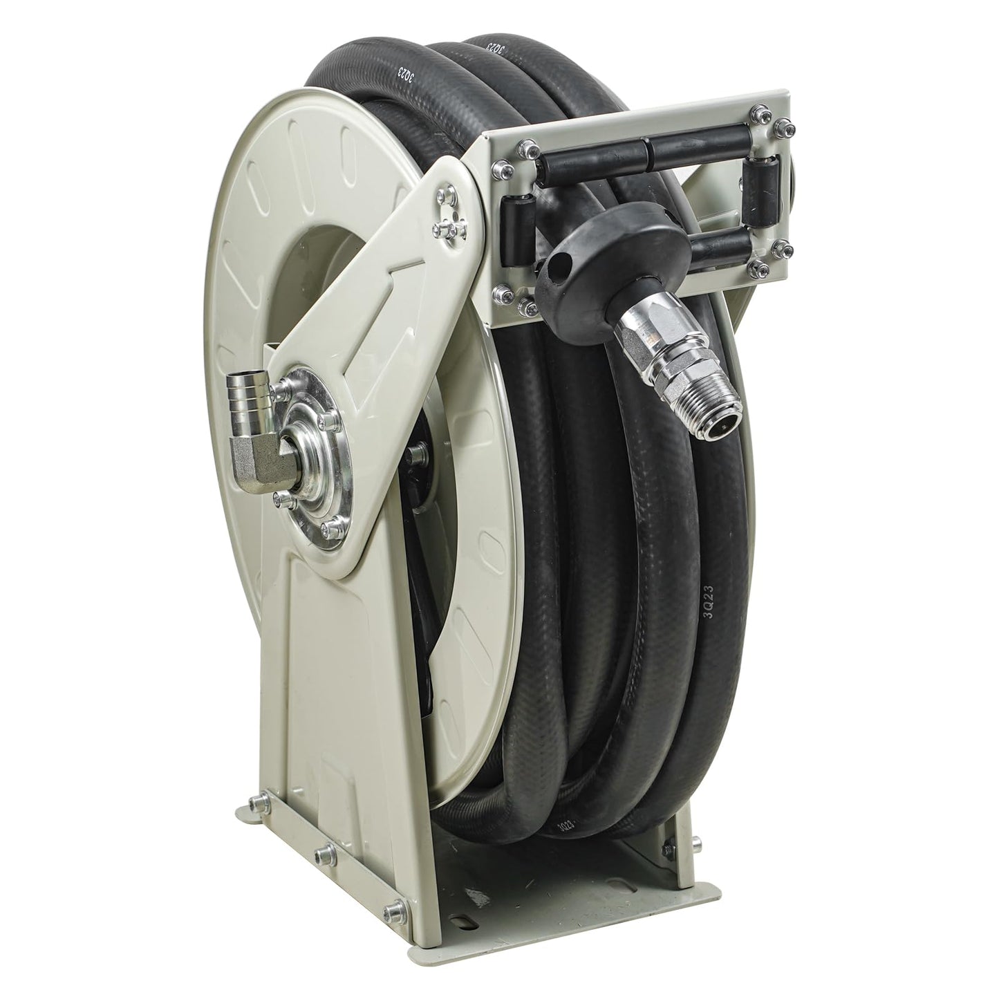VEVOR Fuel Hose Reel, 1" x 33', Extra Long Retractable Diesel Hose Reel, Heavy-Duty Carbon Steel Construction with Automatic Fuel Nozzle, NBR Rubber Hose for Aircraft Ship Vehicle Tank Truck, 300 PSI