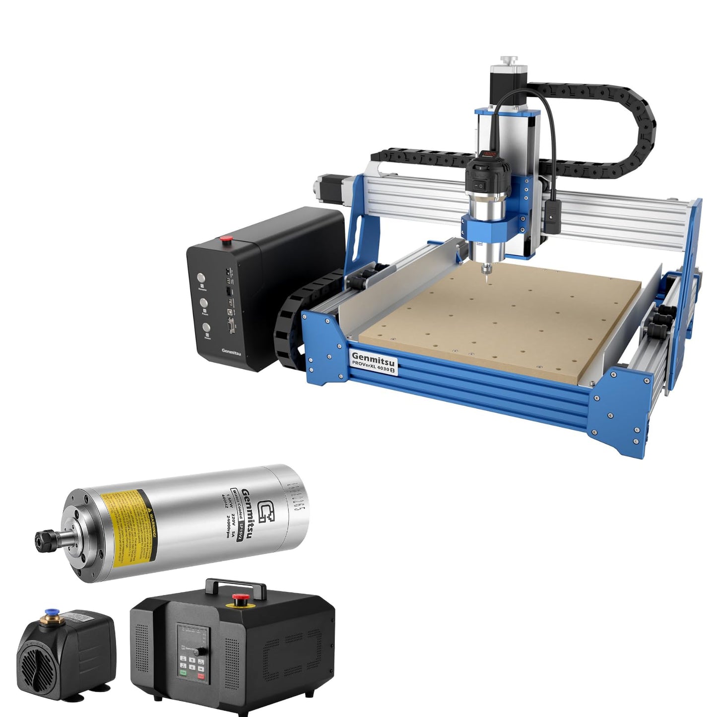 Genmitsu PROVerXL 4030S CNC Router Machine with 710W Spindle + 1.5KW Water Cooled Spindle Motor Kit