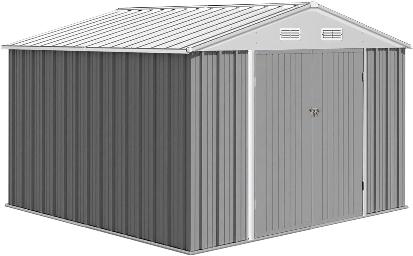 12X10FT Metal Outdoor Storage Shed, Galvanized Steel Garden Tool Shed with with Lockable Door & Vents,Waterproof All-Weather Utility Tool Shed for Lawn Mower, Bike