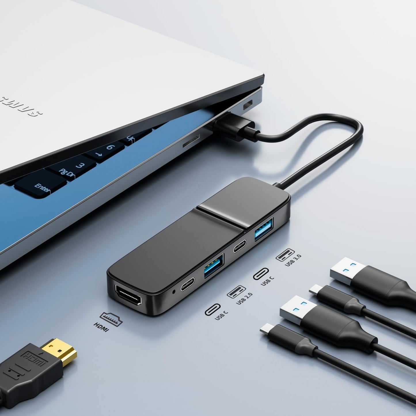 Eanetf 3.0 5 2* 2* 1* Player,Projector,Monitor,Laptop,PS4,Flash 5 1 USB to HDMI Adapter, Dual USB C USB A Hub: Ports