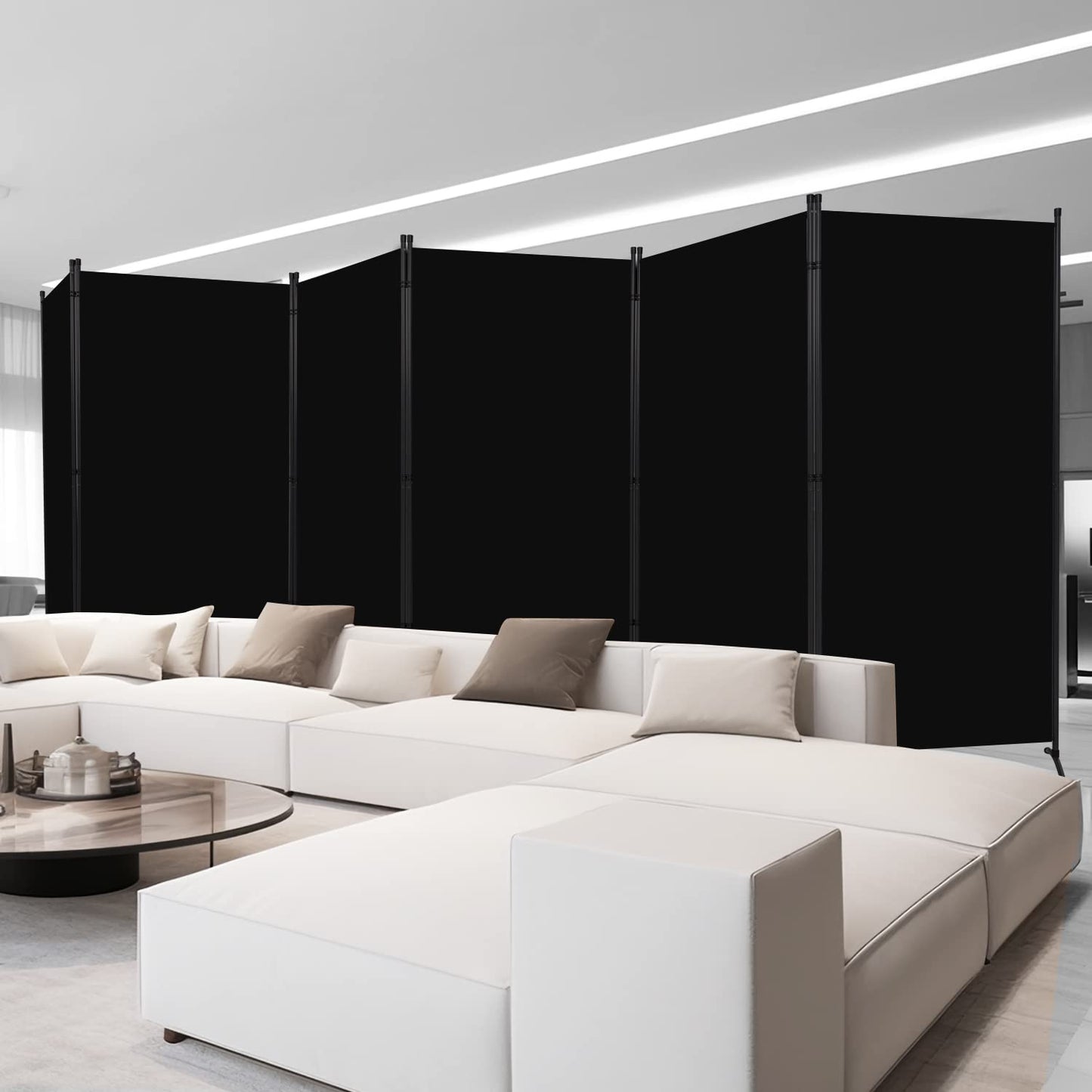 Room Divider 6FT Folding Privacy Screens, 6 Panel Partition Room Dividers w/Freestanding Design, Portable Wall Divider for Room Separtation, Fabric Screen Panel for Home Office Bedroom Dorm