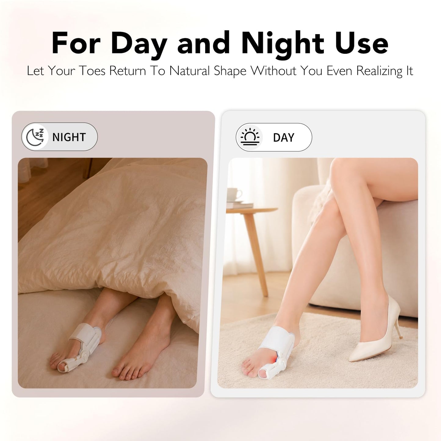 Hayruoy Bunion Corrector for Women & Men, Hallux Valgus Relief and Toe Alignment, include Toe Stretcher Band & Toe Separators, Free Size White