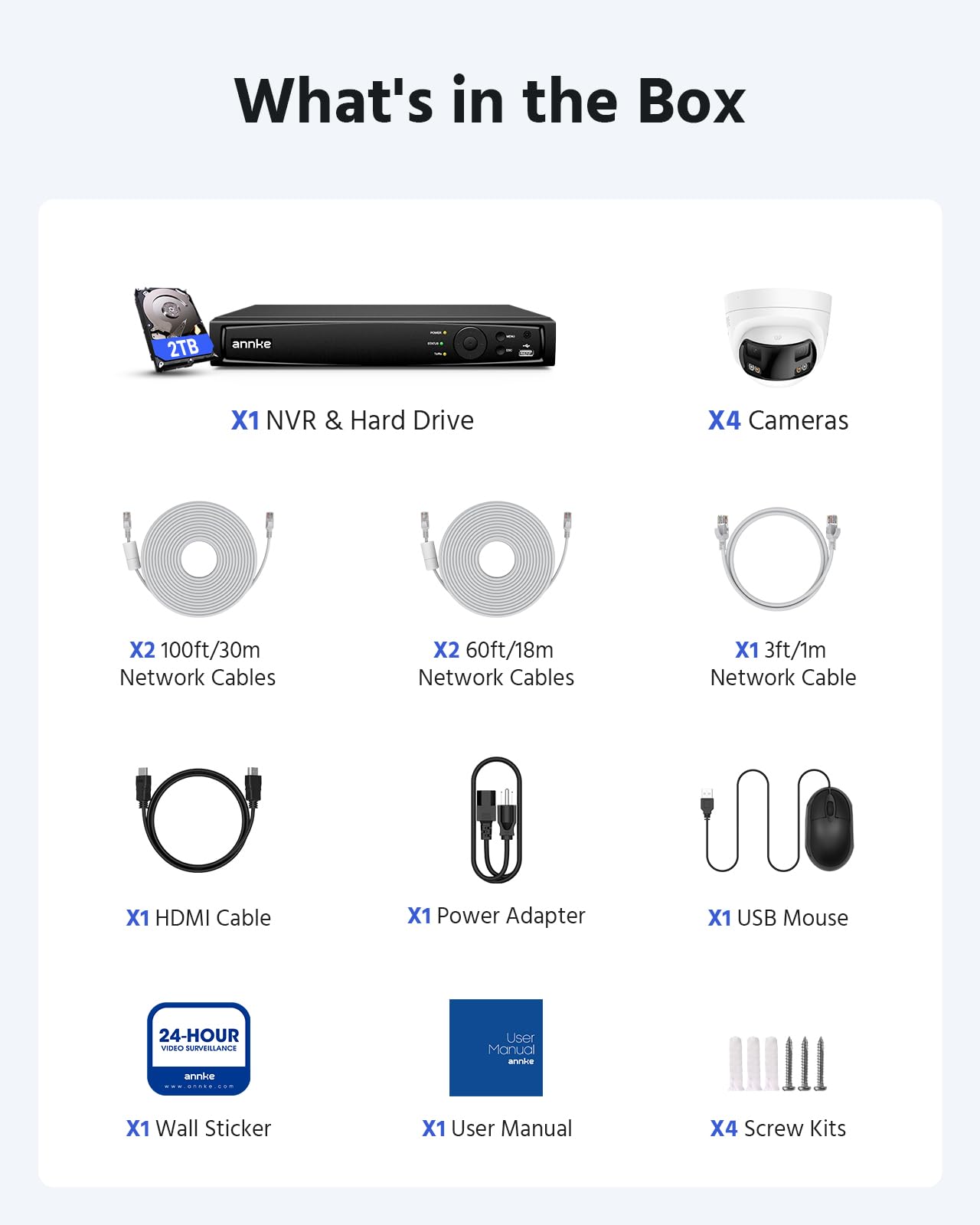 ANNKE 4K PoE Security Camera System with Dual Lens, 180° Wide Angle, 12MP H.265+ NVR with 2TB HDD, 4pcs 8MP Wired Surveillance IP Cameras Outdoor, Smart AI Human/Vehicle Detection, 2-Way Audio