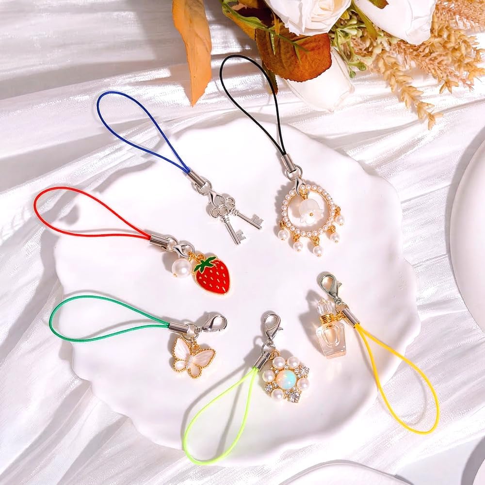 100 Phone Charms Strap, Pcs Cell Phone Lanyard String, Keychain String Bulk Phone Charm Lanyard Charm Strap for Hanging