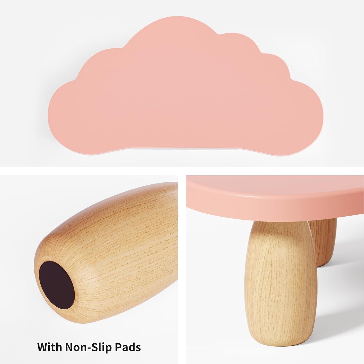 16.5In AFOOYO Monitor Stand Riser,Cloud-Shaped Sturdy Wood Computer Monitor Riser Wirh Drawer, Multi-Purpose Desktop