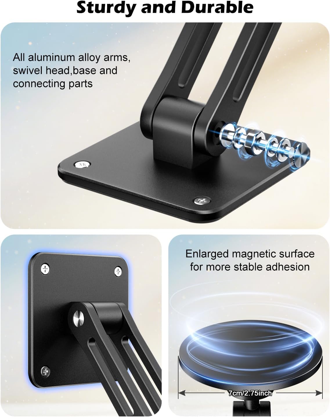 CloudValley 360Rotating 4.7-13" Foldable iPad Wall Mount Holder Compatible with MagSafe, with Base Adjustable Tablet