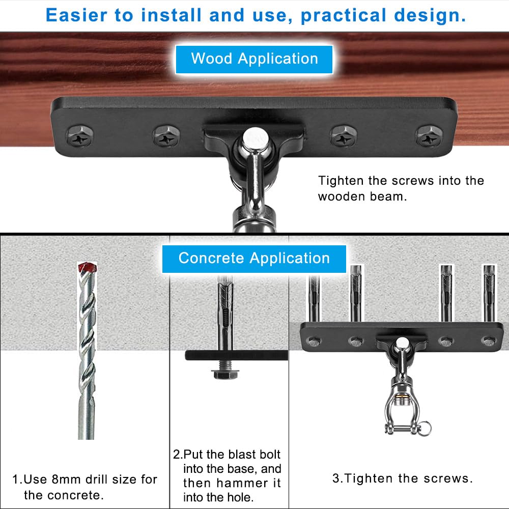 Dolibest Heavy Duty Swing Hanger, Swing Set Accessorie for Indoor Outdoor Playground, Porch Swing Hanging Kit for Wooden and Concrete Set with 4 Wood Screws and 4 Expansion Bolts, 900LB .