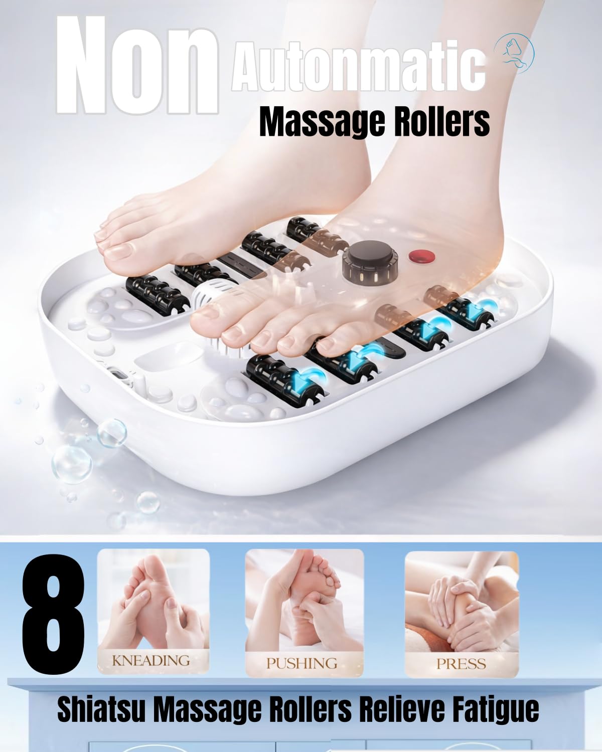 Collapsible Heated Foot Spa with Bubble and Red Light Temperature Control Foot Bath Massager and Soaking Tub Featuring 8 Shiatsu Massage Rollers Pumice Stone and Built-in Timer Ideal Gift for Wife,Mom