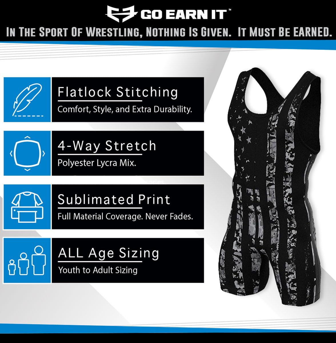 GO EARN IT Men's Black Flag Camo Singlet (Adult X-Small)