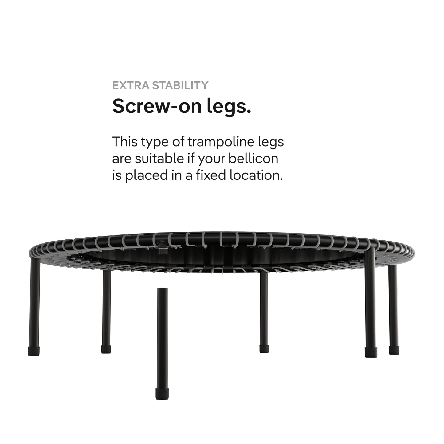 bellicon Mini Trampoline 49'' (Black) | Bungee Suspension up to 260 lbs | Indoor Fitness Rebounder for Adults | Screw-in Legs