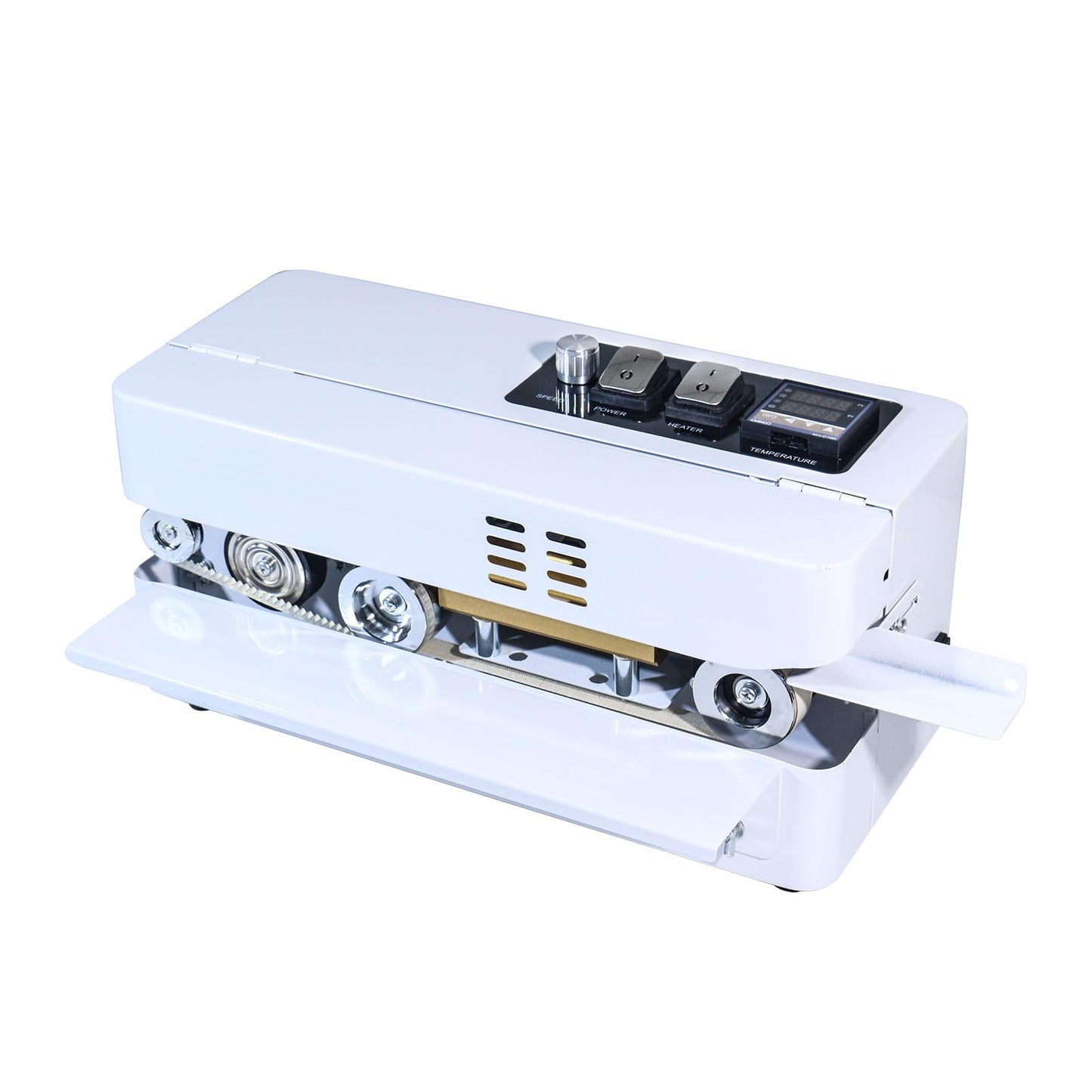 ZHONGMIN Automatic Continuous Bag Band Sealing Machine, Digital Temp Control, Adjustable Speed, Commercial Desktop Heat Sealer Machine for Plastic Bags Films Packaging (110V/60HZ)(FRC-510)