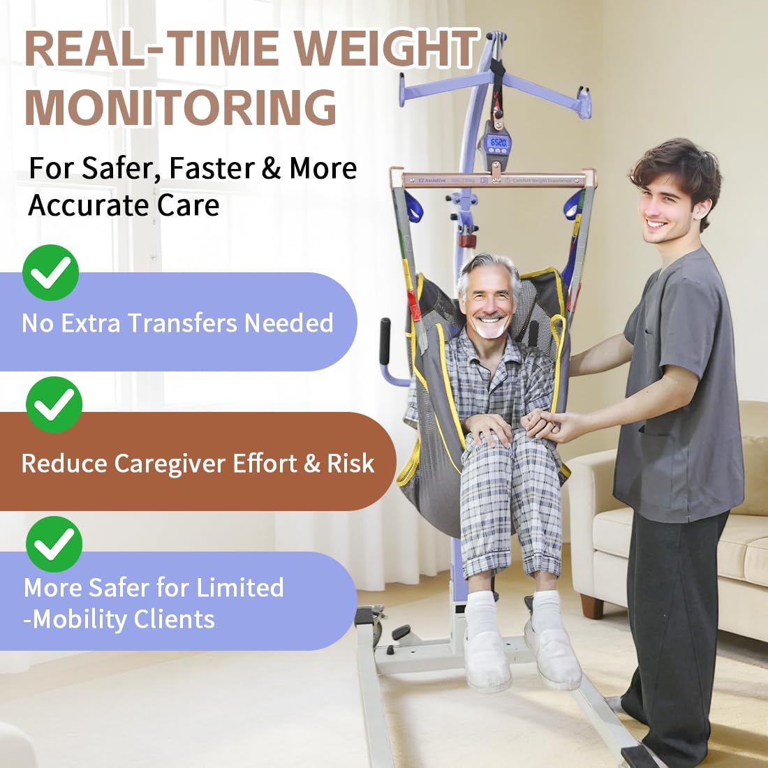 EZ Assistive Patient Lift Weight Scale for Elderly or Bedridden, Universal Lift Scale Suitable for Nursing Home, Hospital & Home Care Use-SWL 500lbs