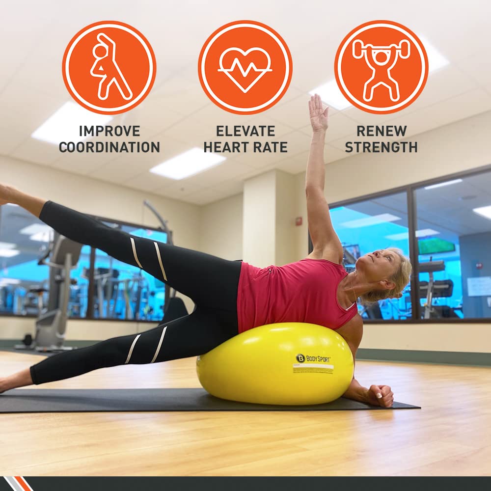 Body Sport Donut Ball, Red, 29.5 in. x 15.7 in. – Durable, Inflatable Exercise Ball for Balance & Stability Training, Yoga, & Pilates Workouts – Use in Home, Office, Gym, or Classroom Seating