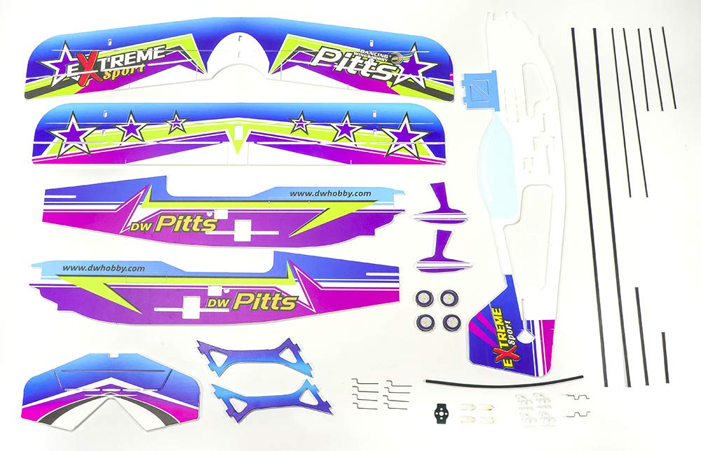 Viloga Mini RC Plane Kit PP Foam Airplane, 450mm Wingspan Pitts 3D Aerobatic Biplane Model Kit to Build for Adults, DIY Sport Airplane for Indoor & Park Flyer (KIT+Motor+Servo+DSM2/X Compatible RX)