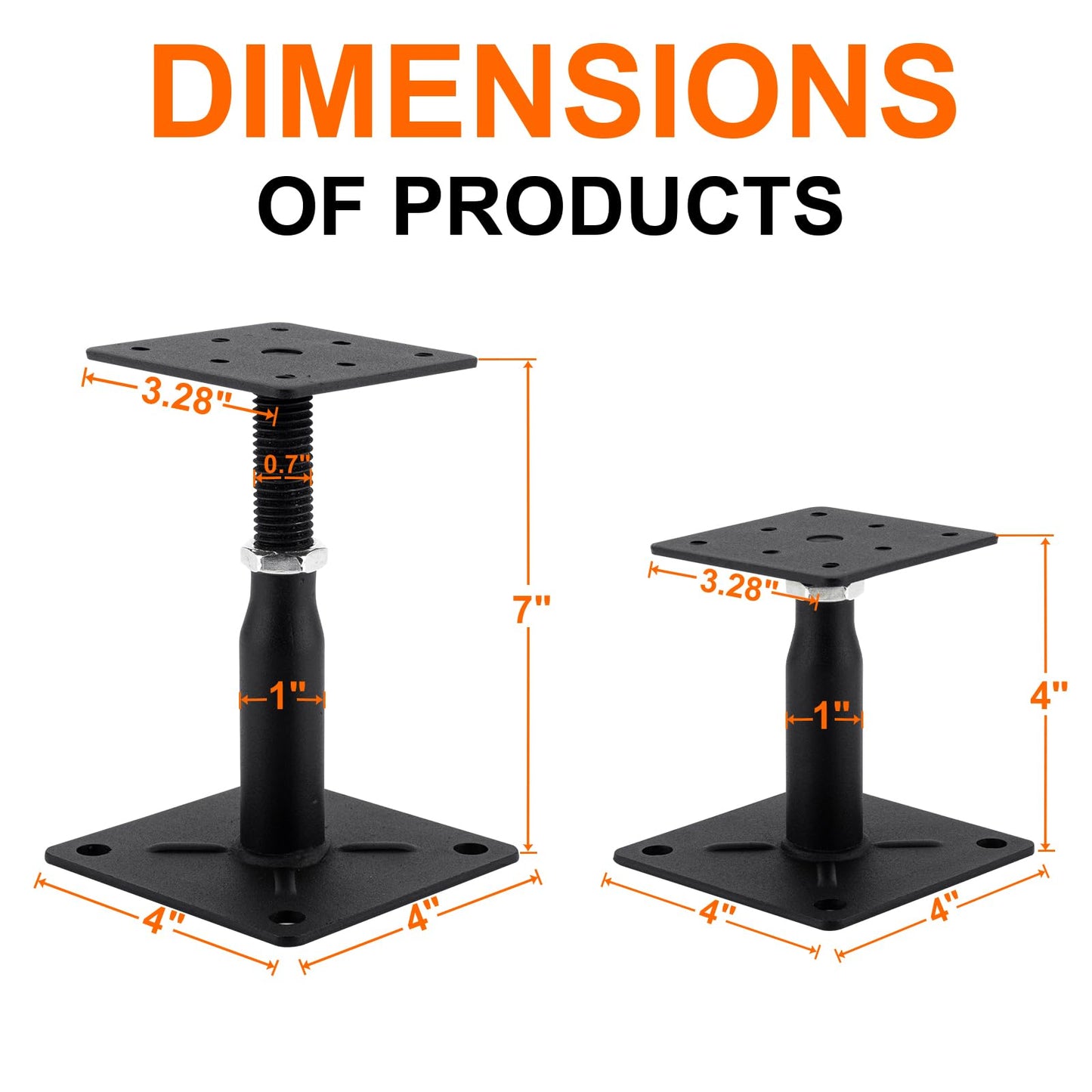 2 Pack Adjustable Support Jack for The Floor, Deck Foundation,RV Step Stabilizer,Mini Screw Jack- Post 4" to 7"