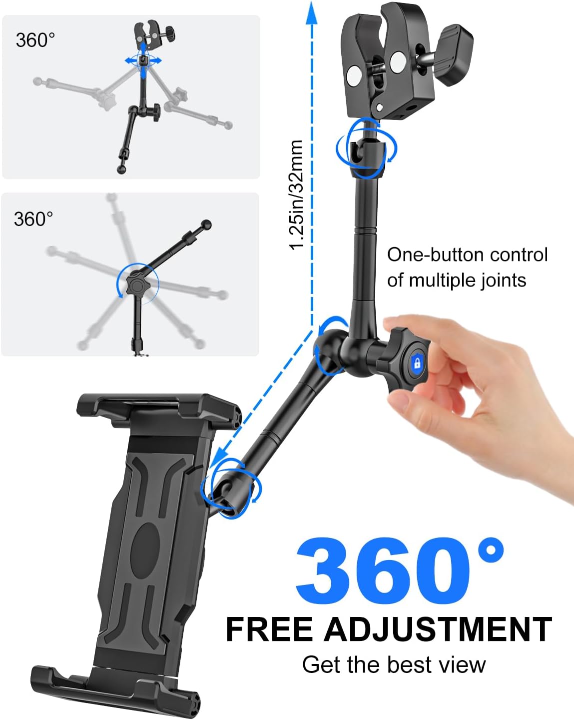 Kolasels 12.9 iPhone16, 5.5-15.6" Car Headrest Tablet Holder - Metal Magic Arm, Car ipad Holder Backseat Kids