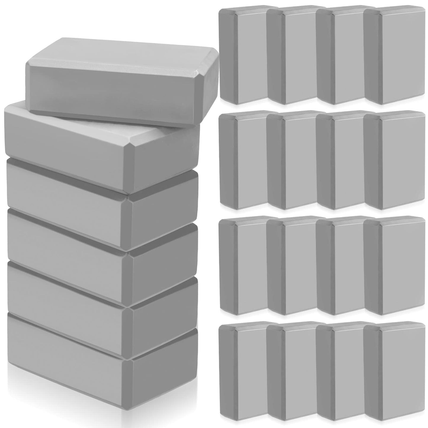 Outus 20 Pcs Yoga Blocks Bulk 9 x 6 x 3 Inch High Density Bricks to Improve Strength Flexibility Balance Soft Non Slip Gymnastic Blocks for Yoga Sports(Gray)