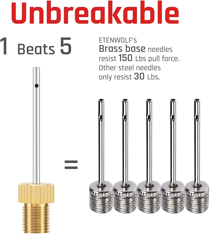 ETENWOLF Brass Ball Pump Needles with Storage Case, No Break Heavy Duty Air Pump Needles for Balls, Stainless Steel Body