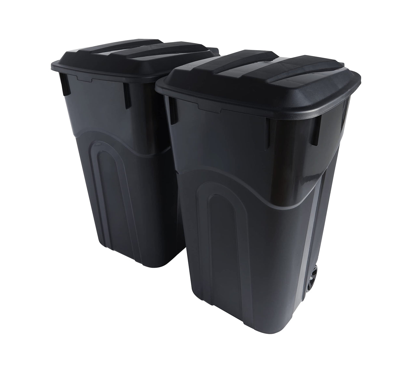 United Solutions 32 Gallon 2 Pack Outdoor Trash Can Bundle with NINESTARS 13 Gallon Motion Sensor Trash Can