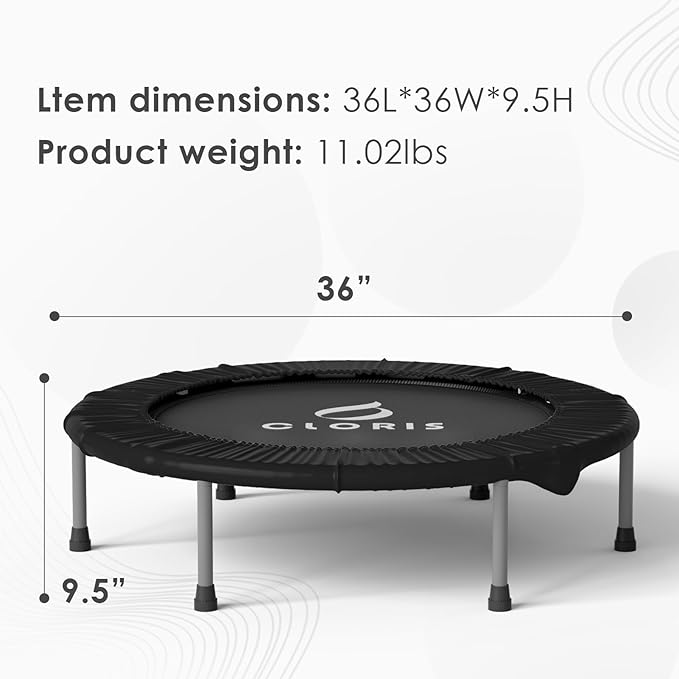 CLORIS 36'' Foldable Mini Trampoline - Max Load 170lbs, Rebounde Trampoline for Adults Indoor/Outdoor Fitness Body Exercise